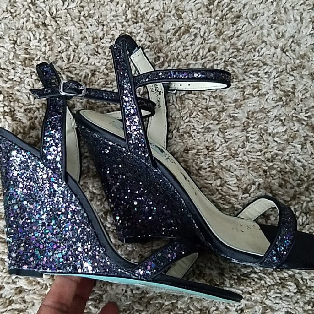 Glitter high heel wedges
